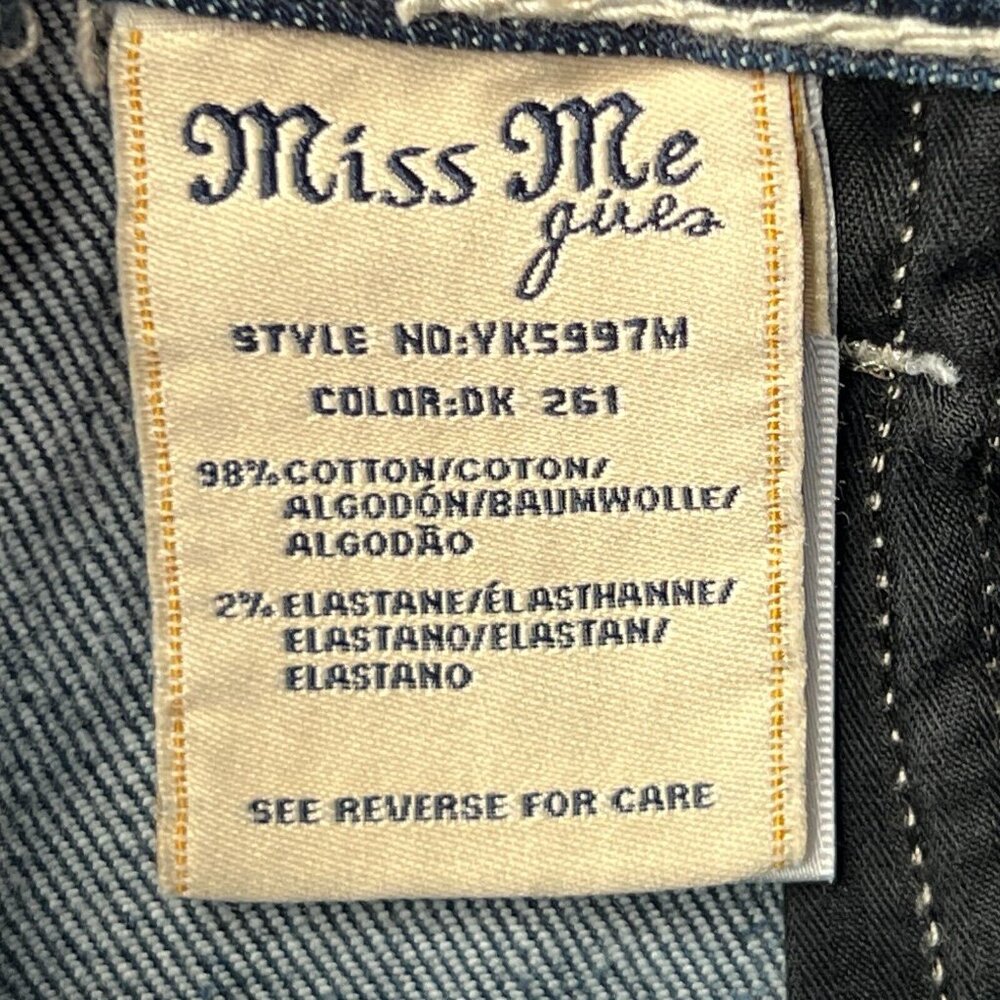 Miss Me Girls Dark Blue Distressed Denim Bermuda Shorts - Picture 6 of 13